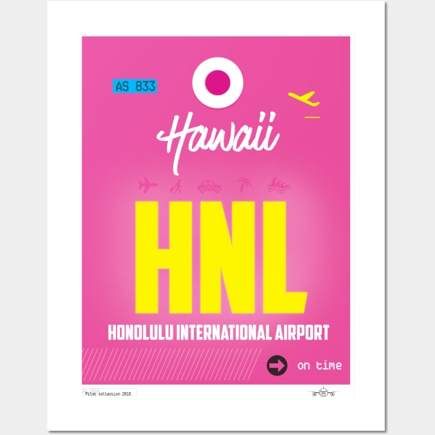 HNL Honolulu Hawaii airport code Wall Art by Woohoo